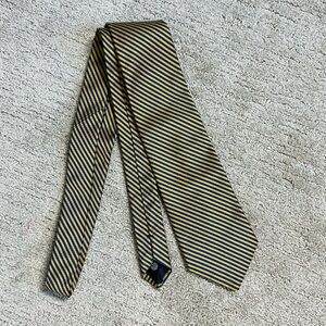 2/$20 100% Silk Faconnable Blue and Gold Striped Tie